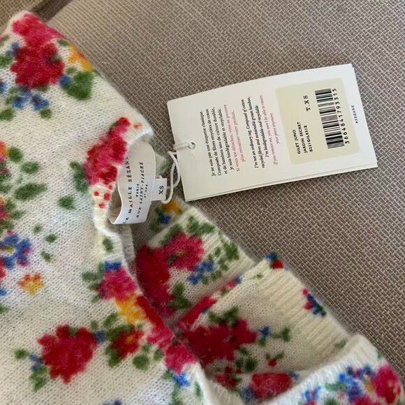 NWT Sezane Juno Cardigan Jumper XS/S Jardin Secret Sweater Reversible Floral - Picture 8 of 13